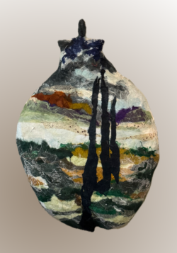 A river runs thru, 2026, Paper Mache, 19 x 14 x 2.5