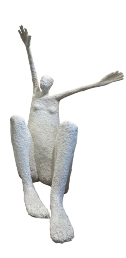 Crouching Arms Out, 2025, Paper mache, 42 x 32 x 23 inches