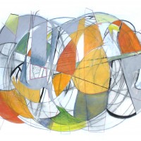 Intersections 2 , charcoal, pencil, watercolor, oil pastel, 22 x 28  inches
