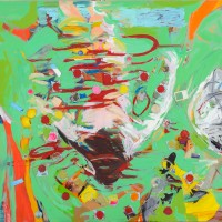 I’D SWIM THE DEEPEST OCEAN TO BE BY YOUR SIDE, Acrylic, oil and collage on canvas, 60 x 48”, 2020