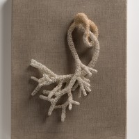 Tethered (to the test of love), 2024, 12K gold-filled wire and silver-plated wire, 11 x 14 x 3”