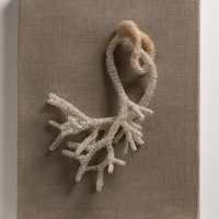 Tethered (to the test of love), 2024, 12K gold-filled wire and silver-plated wire, 11 x 14 x 3”