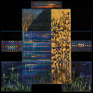 All that Glitters, Acrylic, Italian metal leaf, archival imported handmade paper, 42 x 42"