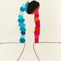 Holding Up a Lie , 2025, fabric cutouts and wool on industrial felt, 60 x 39.5 x 0.25"