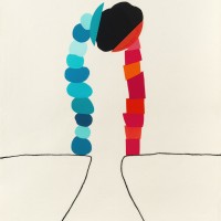 Holding Up a Lie , 2025, fabric cutouts and wool on industrial felt, 60 x 39.5 x 0.25"