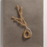 Tethered (to be alive), 2025, 12K gold-filled wire and silver-plated wire, 11 x 14 x 3”