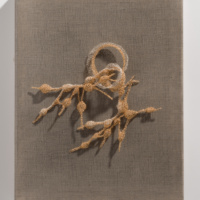 Tethered (there is a pain), 2025, 12K gold-filled wire and silver-plated wire, 11 x 14 x 3”