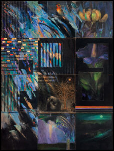 Illusions of Eden, Acrylic, Italian metal leaf, archival imported handmade paper,, 48” x 36”