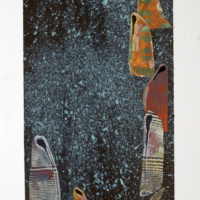 Ancestors, Paint, mixed media on paper, 38 x 17"