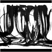 N H Swamp: Tangled Grapevines Purgatory Rd, oil bar on fabriano hot press paper, 4 x 10 feet