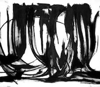 N H Swamp: Tangled Grapevines Purgatory Rd, oil bar on fabriano hot press paper, 4  x  10 feet