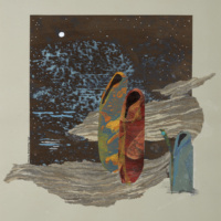Travelers, Paint/ mixed media on paper