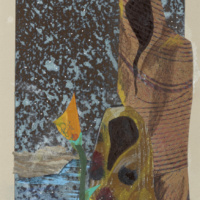 Travelers 2, Paint, mixed media on paper, 24 x 11"