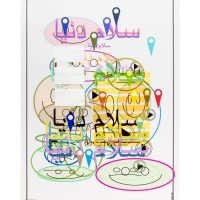 Urdu, 2019, 22 x 16", Ink and acrylic paint on transparent acetate