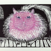 The Cat, wood cut, 9” x 12”, 2015 The Cat, wood cut, 9” x 12”, 2015