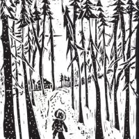 Winter in Sharon, wood cut, 12” x 9”, 2015 Winter in Sharon, wood cut, 12” x 9”, 2015