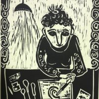 Woodcutter’s Self-Portrait, wood cut, 12” x 9”, 2014 Woodcutter’s Self-Portrait, wood cut, 12” x 9”, 2014