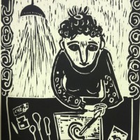 Woodcutter’s Self-Portrait, wood cut, 12” x 9”, 2014 Woodcutter’s Self-Portrait, wood cut, 12” x 9”, 2014