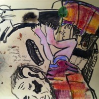 Phone Call with K., ink, pastel, 24” x 30”, 2013 Phone Call with K., ink, pastel, 24” x 30”, 2013