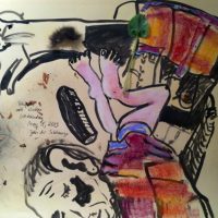 Phone Call with K., ink, pastel, 24” x 30”, 2013 Phone Call with K., ink, pastel, 24” x 30”, 2013