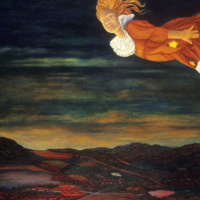 Elsa in Flight, oil paint on canvas, 42" x 64" Elsa in Flight, oil paint on canvas, 42" x 64"