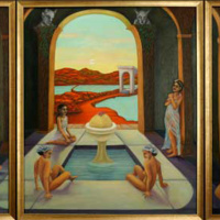 Fertility Temple of the Spring Equinox, oil paint on canvas, 42" x 18" Fertility Temple of the Spring Equinox, oil paint on canvas, 42" x 18"