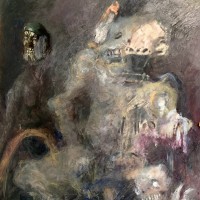 Remains 6, 2020, Acrylic paint, mix mediums, paper, 11 x 14 inches