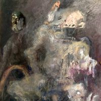 Remains 6, 2020, Acrylic paint, mix mediums, paper, 11 x 14 inches