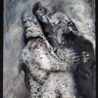 Remains 7, 2020, Acrylic paint, mix mediums, paper, 11 x 14 inches