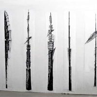 Six Totemic figures, 8f (h) Charcoal on rice paper Six Totemic figures, 8f (h) Charcoal on rice paper