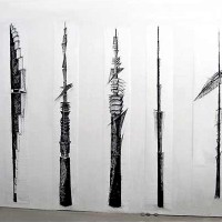 Six Totemic figures, 8f (h) Charcoal on rice paper Six Totemic figures, 8f (h) Charcoal on rice paper