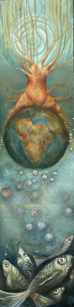As Above So Below, Oil on canvas, 30 x 120"