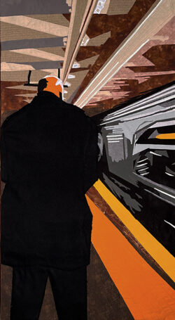 The Commuter, 2022, Textile Art, 44 x 24 inches