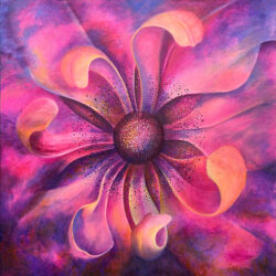 My New World Anemone Redux - Oil on gallery wrapped canvas - 36x36" Oil Painting by the artist, Mary Ahern