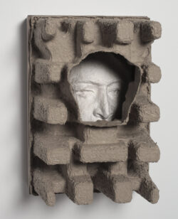 Sanctuary Portrait #3 (CP-P003), Cast paper, molded cardboard, 12.625 x 8.625 x 8"