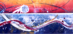 sun spots / ocean waves Monoprint, 10 x 23”
