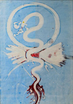feathered serpent, Monoprint, 36 x 24”