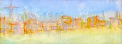 coney island, Watercolor & pencil, 32 x6”