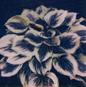 Hosta, 2021, Polaroid photo print on canvas, 30 x 31”